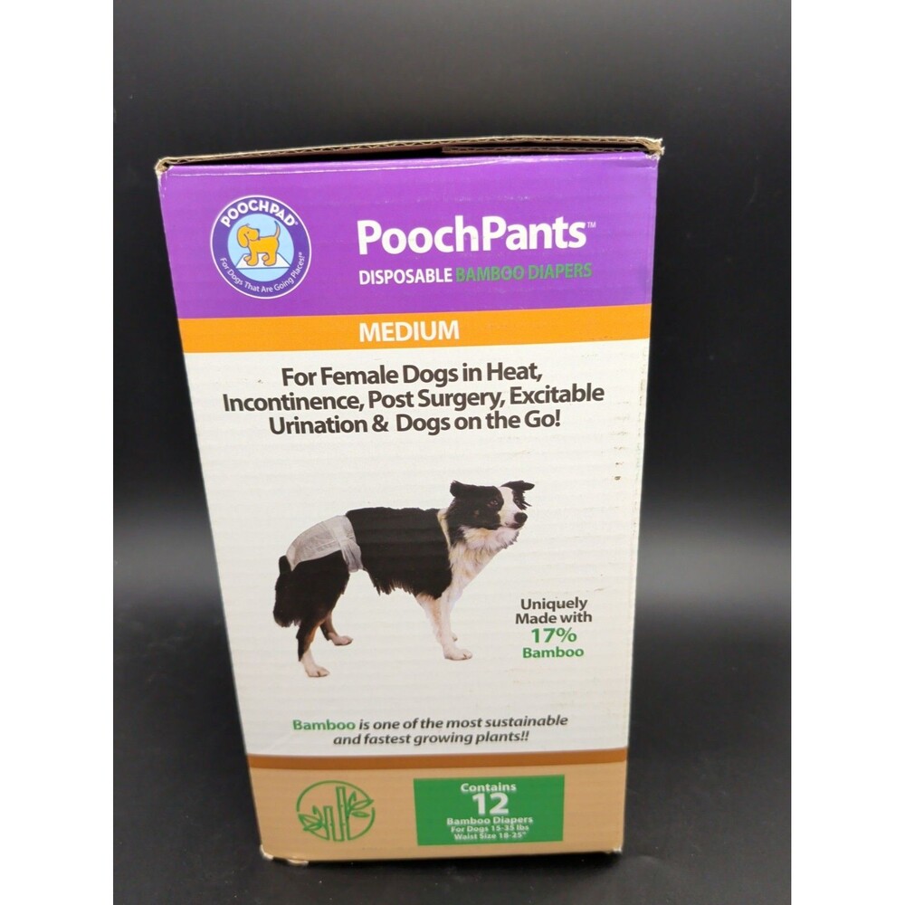12QTY PoochPants Diapers Dogs Medium Disposable Bamboo